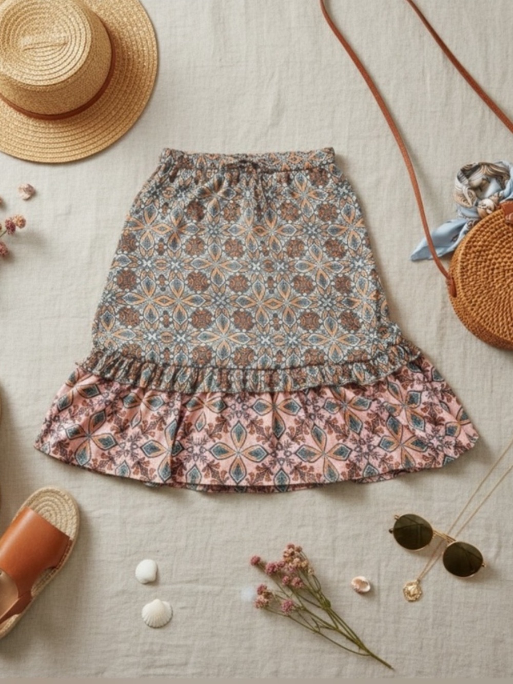 LOFT Paisley Boho Skirt XS